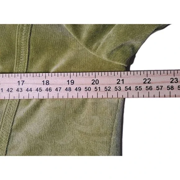 Chicos Size 2 Retro Spring Green Baby Corduroy Ruffle collar Open Front jacket - Picture 6 of 9